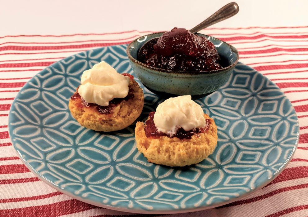 Scones with strawberry jam and cream