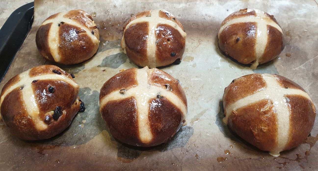 Freshly baked Hot Cross Buns