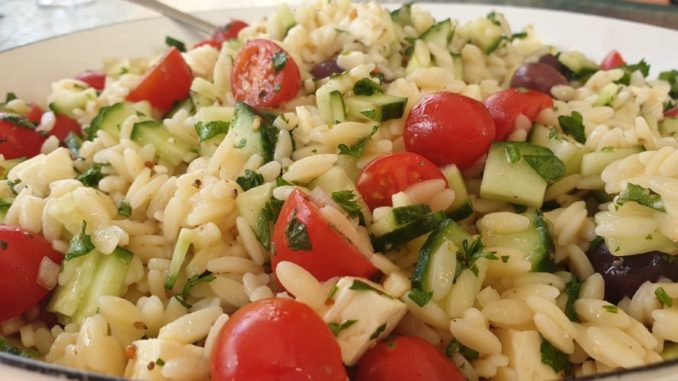 Greek Orzo Salad - Melby's Post