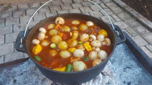 Moroccan Lamb Potjie with vegetables added