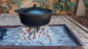 Moroccan Lamb cooking in the Potjie